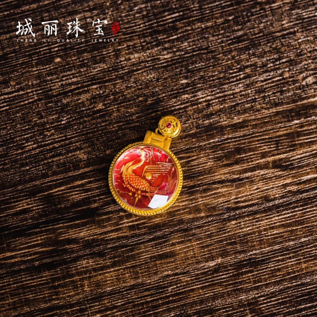 【全力以赴】金福朱雀圆形吊坠/个（多样性发货）KJ-359