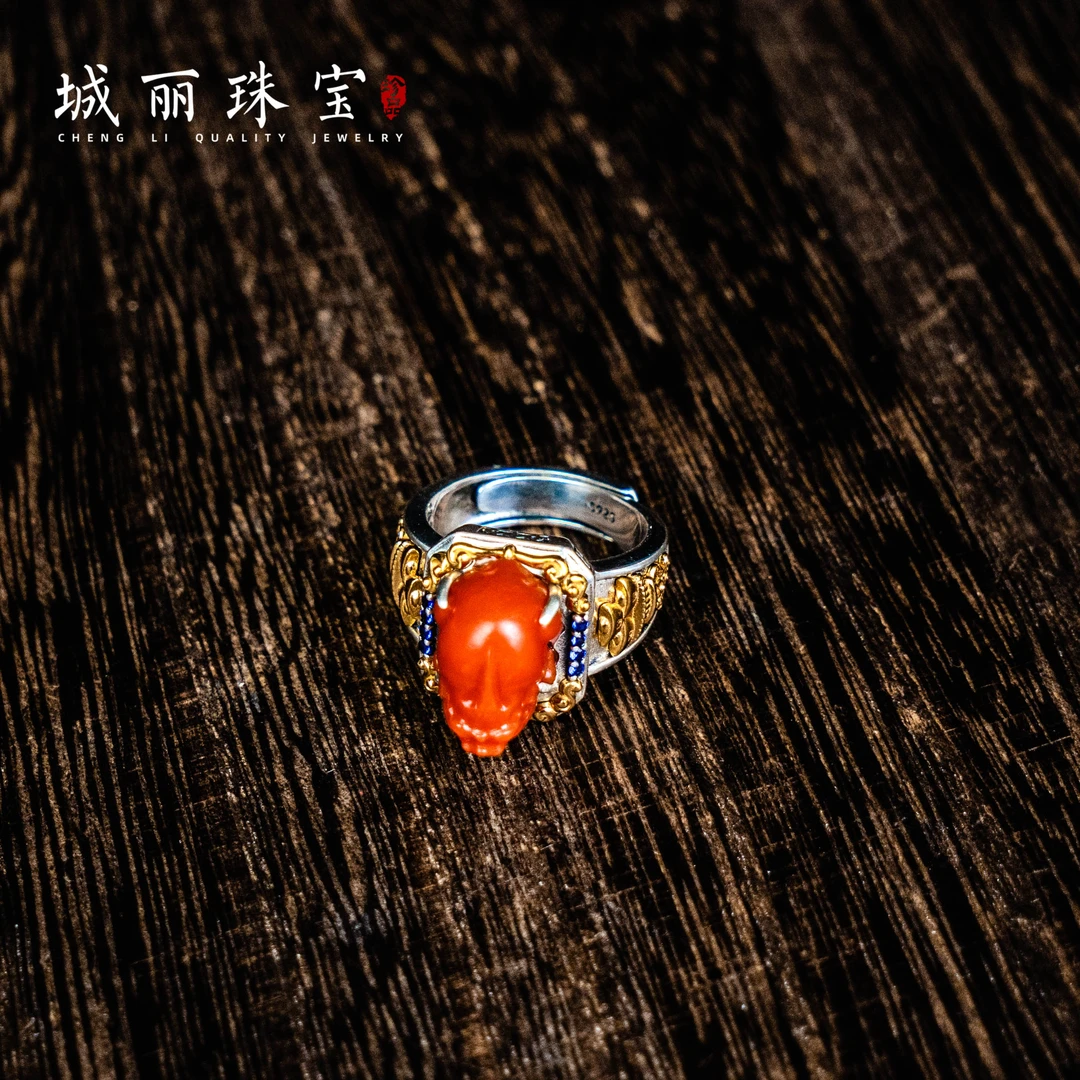 【城丽珠宝】南红貔貅戒指/个（多样性发货）ZJH-1723