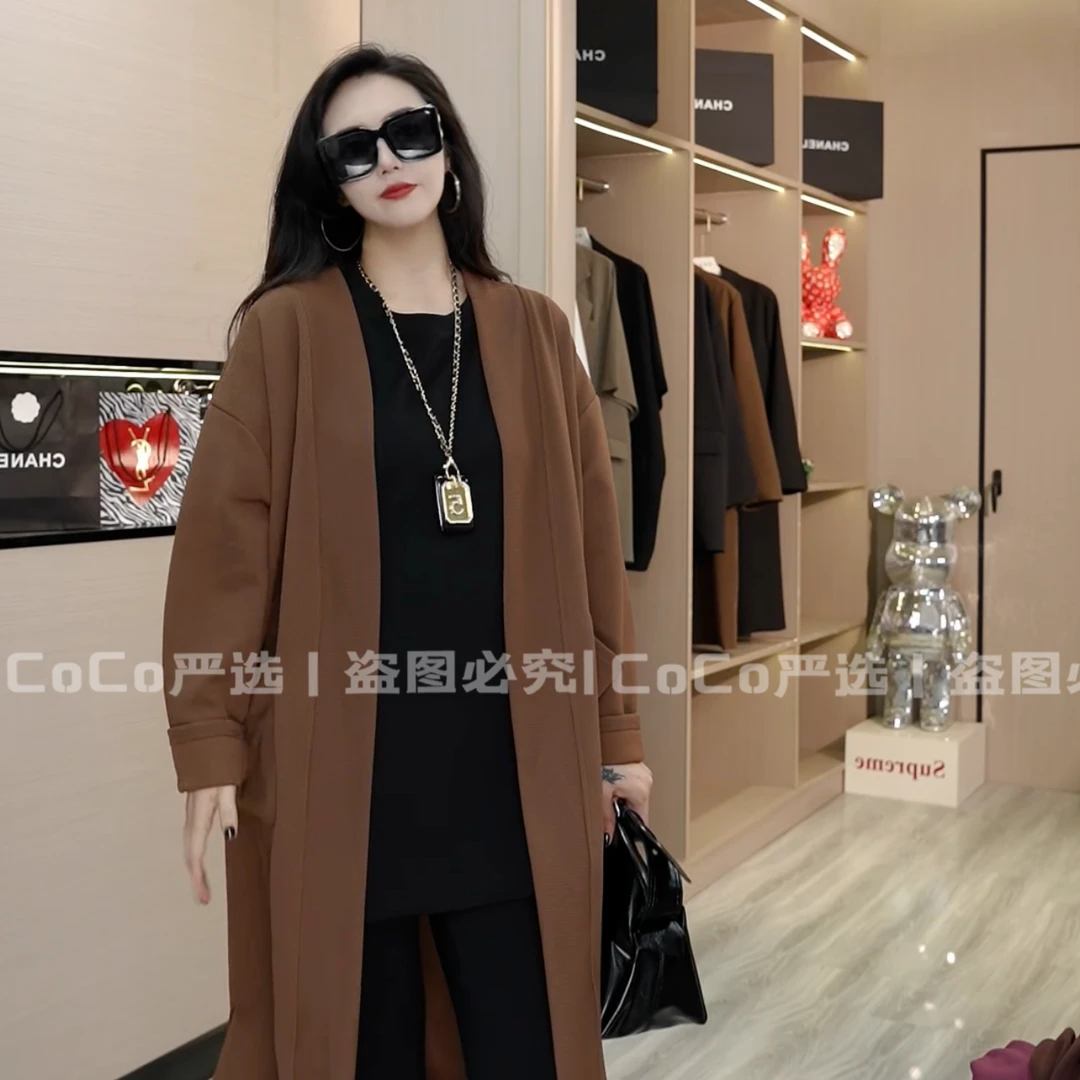 CoCo严选时尚百搭气质宽松中长款显瘦韩版外套238955