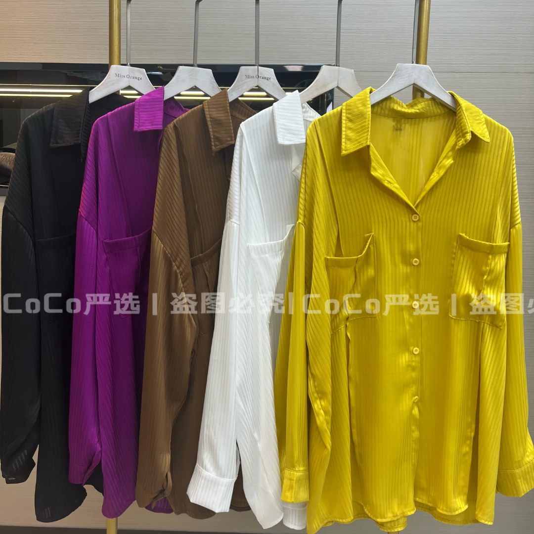 CoCo严选百搭时尚气质显瘦双口袋衬衫825