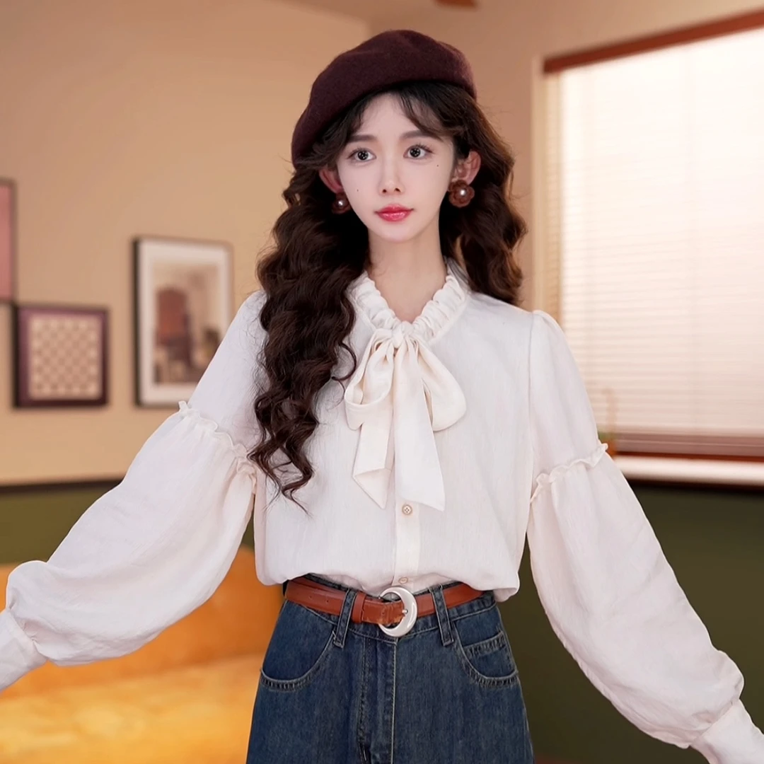 余紫绮.【沐光日】气质百搭长袖衬衫女宽松显瘦上衣ZK0824359