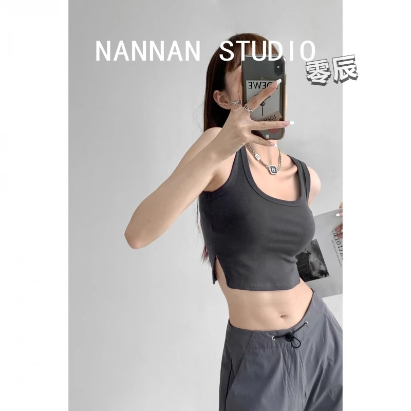 美式带胸垫一体式运动吊带背心女夏季内搭内衣打底设计感抹胸上衣