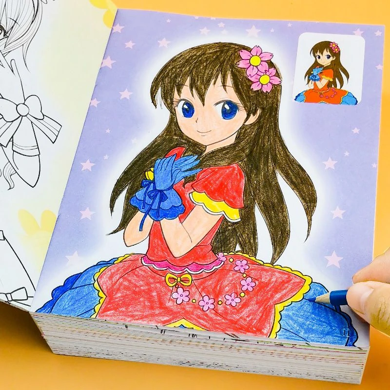 公主涂色秀儿童画画书美少女涂色画本小孩涂鸦填色本幼儿园涂色本