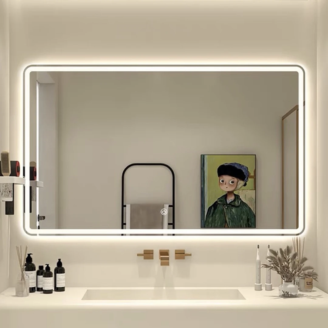 方形浴室镜家用酒店挂墙式卫生间防爆壁挂带灯触摸屏防雾led镜