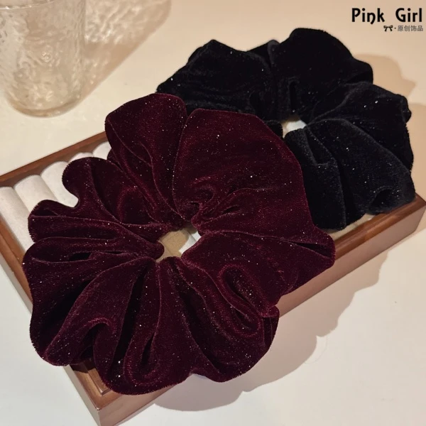 Pink Girl  Q929复古优雅细闪丝绒大肠圈百搭发圈丝绒发绳