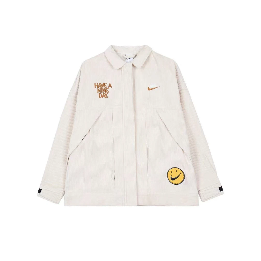 NIKE/耐克 字母Logo刺绣翻领休闲运动夹克外套女款白色
