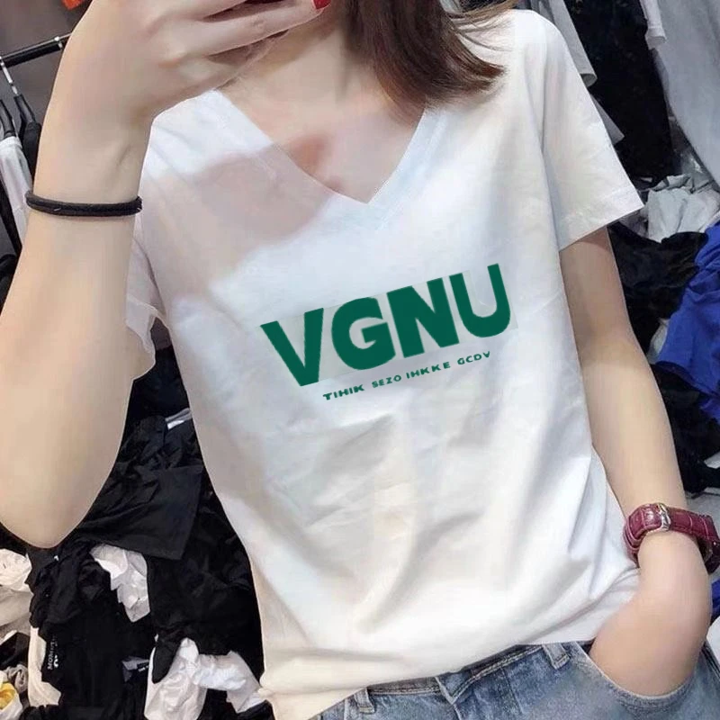 白色印花女夏季短款上衣T恤学生宽松显瘦时尚甜美洋气衣服女