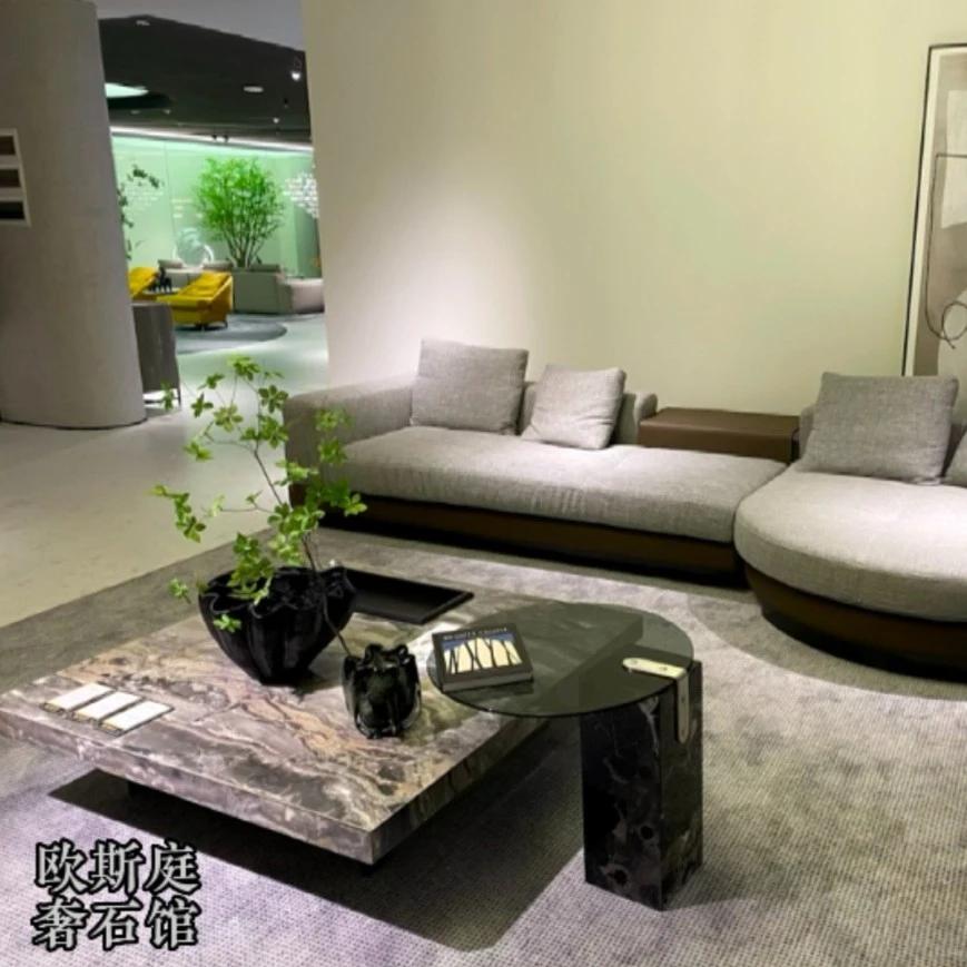 欧斯庭【奢石茶几】天然大理石茶几别墅茶几意式极简茶几餐桌