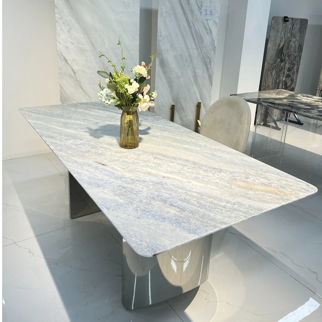 欧斯庭【蓝水晶】奢石餐桌意式极简长方形极简家具家用高颜值家具
