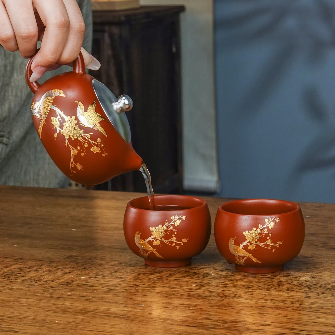 紫砂创意喜上眉梢高档轻奢带过滤陶瓷高档泡茶器功夫茶器套装2183