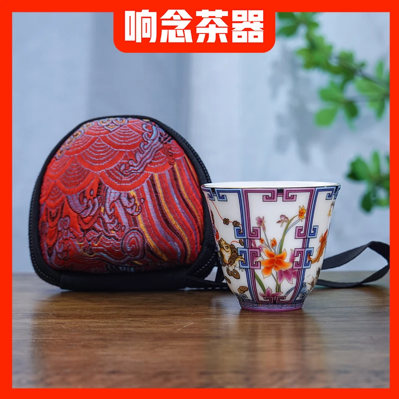 羊脂玉白瓷主人杯创意开窗六方高端家用陶瓷铃铛器型小品茗杯1237