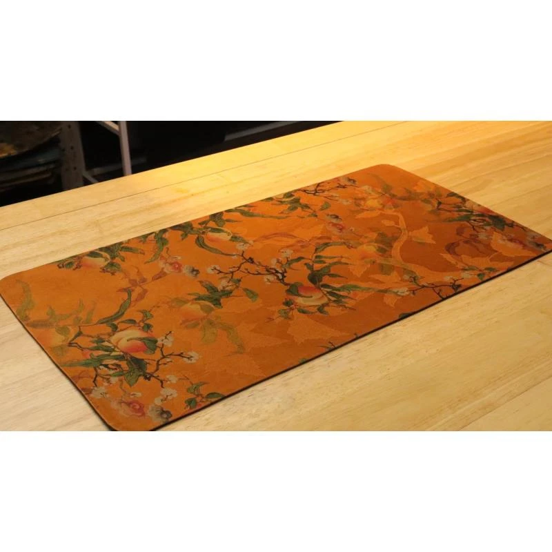 檀里村专属65x35香云纱茶席黄底蟠桃