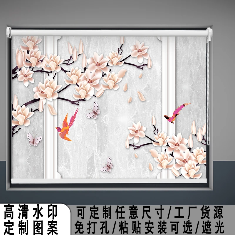 全遮光防窥专用卷帘厨房卫生间卧室防水防油升降式窗帘免打孔卷帘