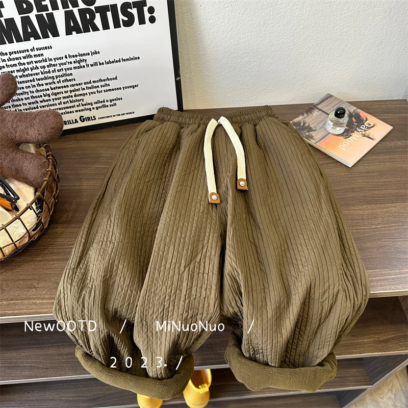 儿童加绒裤子冬款保暖女宝宝休闲裤冬季韩版洋气男童长裤冬季Z235