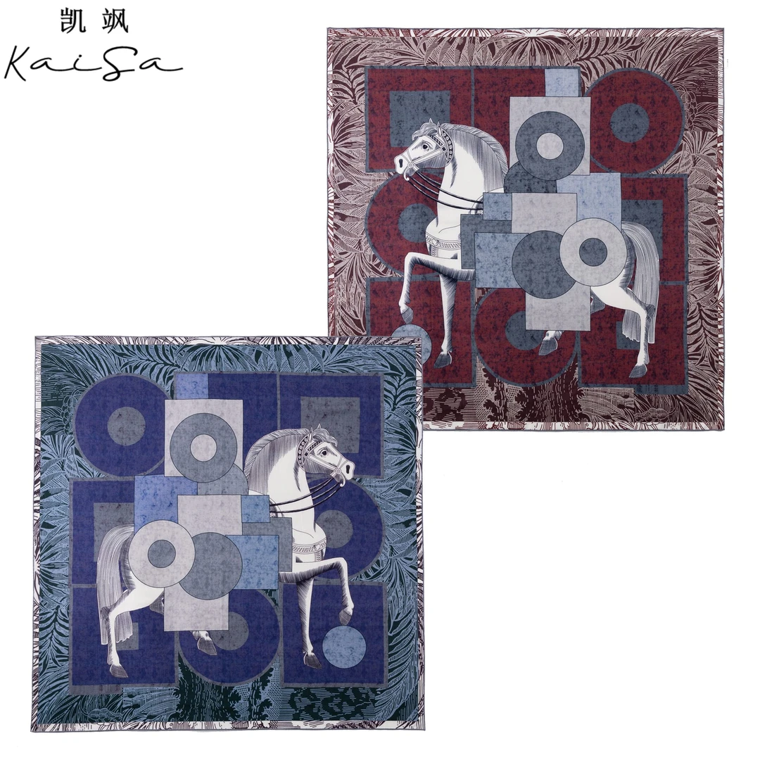 【变形骑士】双面双色丝羊毛羊绒围巾披肩大方巾130*130