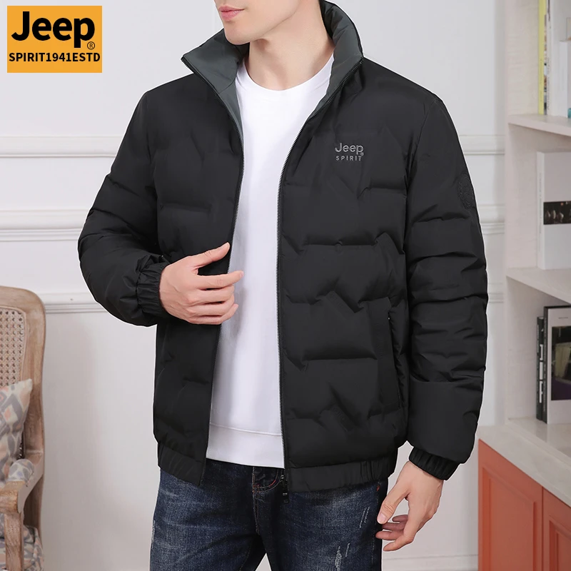 羽绒服男士冬季立领夹克2025新款品牌高端双面穿保暖外套男款