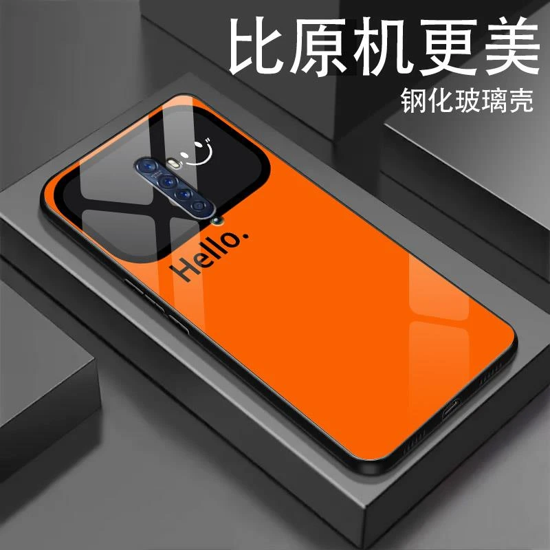 笑脸视窗适用opporeno2手机壳reno2z新款玻璃壳reno手机套硅胶软