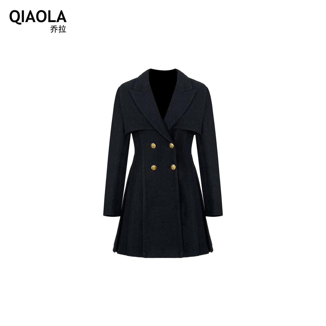 QIAOLA/乔拉【佩枪朱丽叶】秋冬时尚双排扣显瘦百搭高级连衣裙预售
