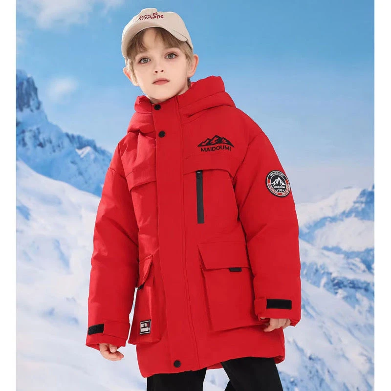 儿童羽绒服男童加厚中长款2023冬季新款女童中大童6到15岁女宝宝