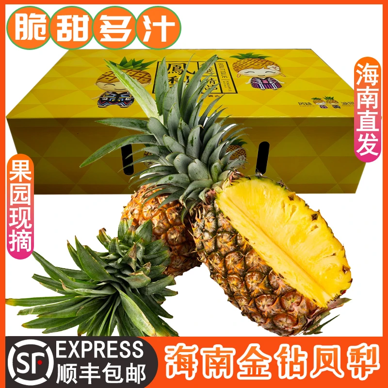 海南凤梨热带当季新鲜水果香蜜金钻手撕大菠萝现摘礼盒装顺丰包邮