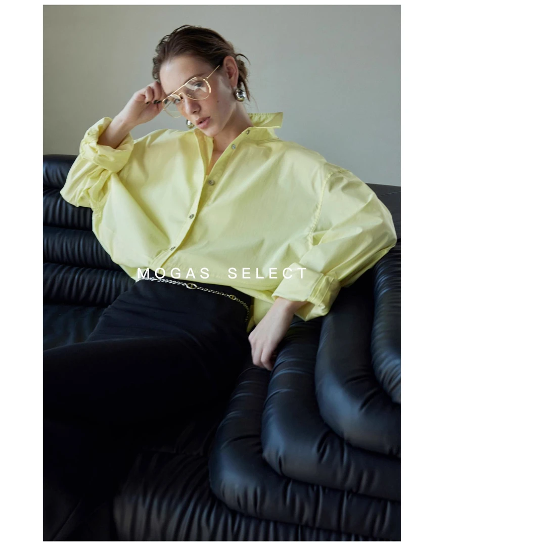Mogas【芦芦】中性风新疆长绒棉纸片人设计感百搭休闲衬衫