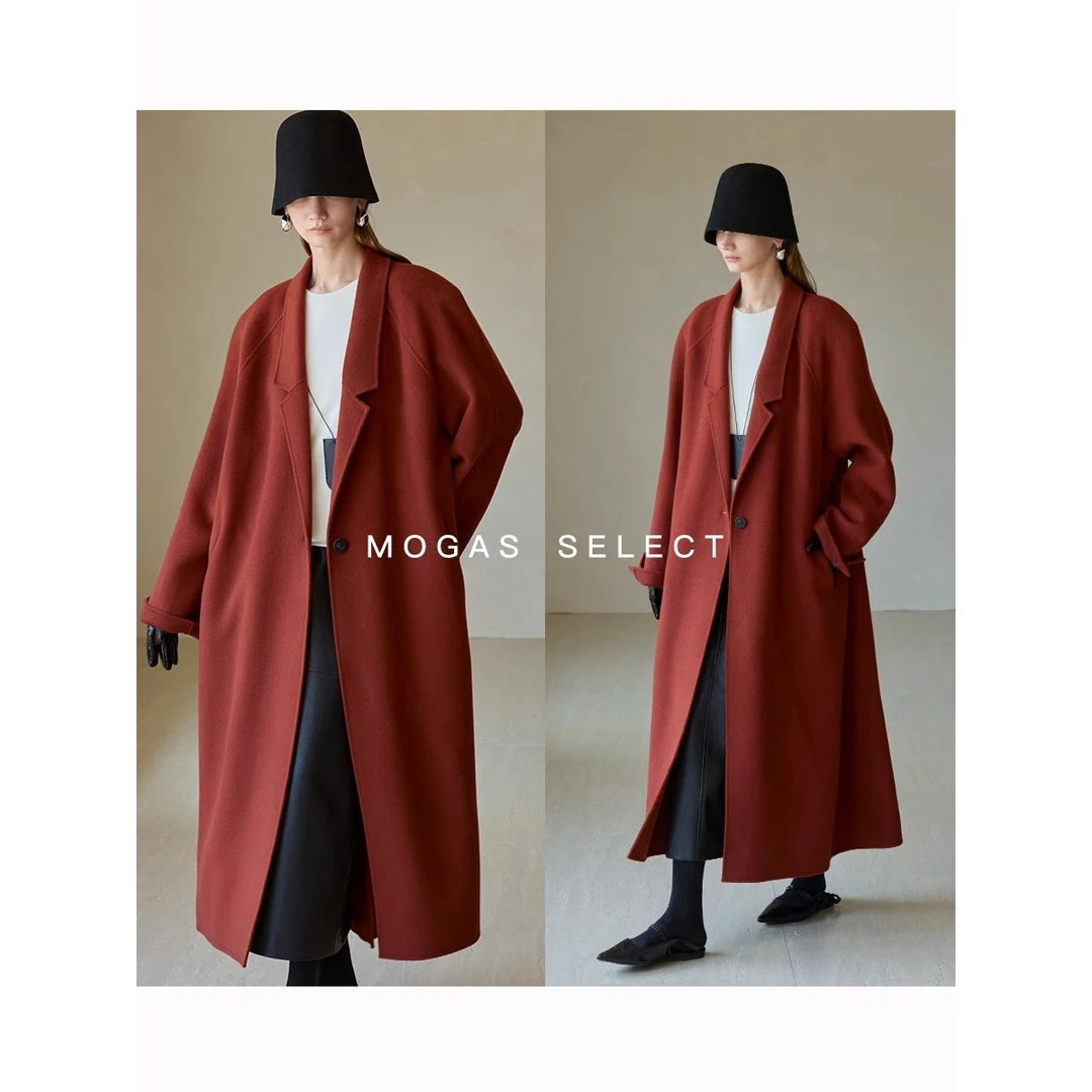 Mogas【粉丝回馈】战袍阿拉善绵羊毛混纺双面呢大衣外套女310301