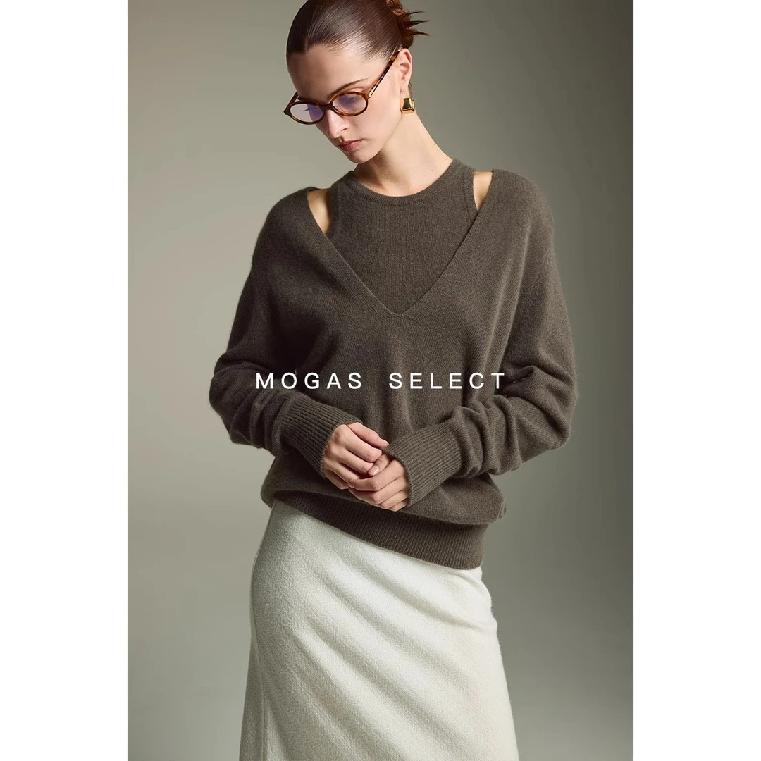 Mogas不费力穿搭 重磅羊毛混纺慵懒罩衫针织衫背心毛衣两件307903