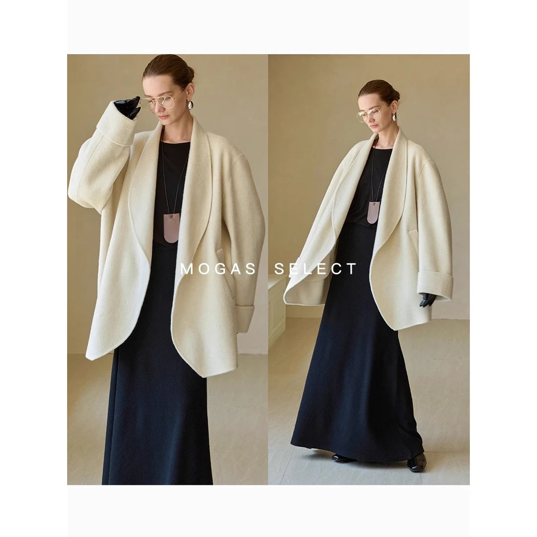 Mogas【芦芦】重磅奢牌绵羊毛牦牛绒混纺立体廓形双面呢大衣