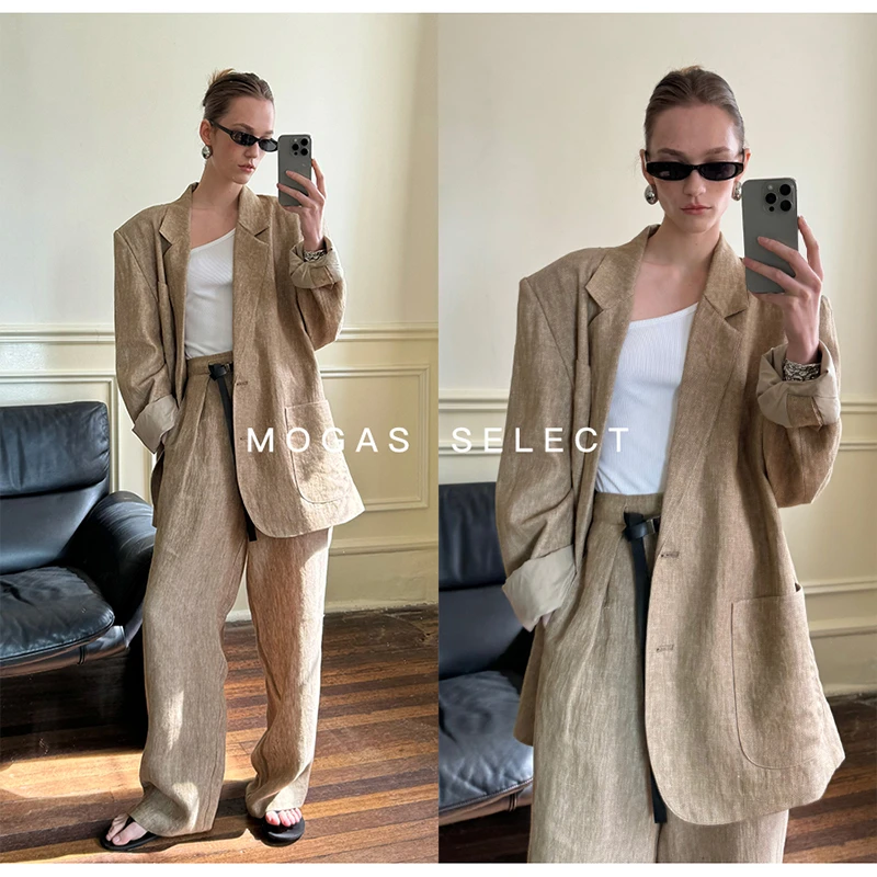 MOGAS【粉丝回馈】高定纯亚麻系列重磅休闲老钱风西装套装3131301