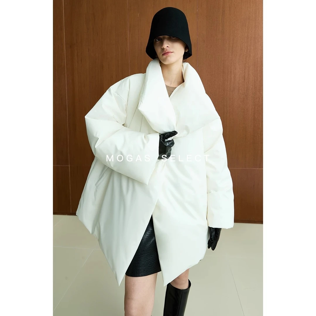 Mogas【kumil专属】进口90白鸭绒不对称围裹式立领羽绒服