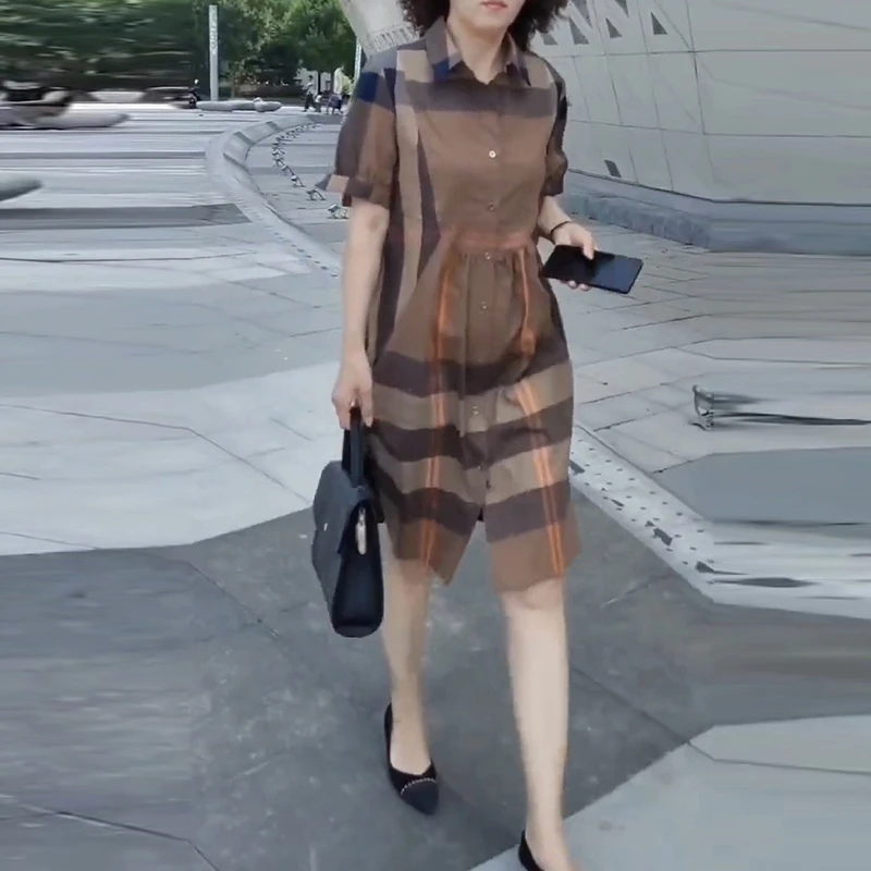 连衣女显瘦polo领高端英伦风盛夏衬衫小众炸街高级感女装连衣裙