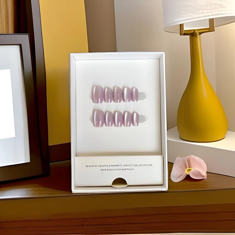 【风信紫】高品质猫眼穿戴甲高级短方极致简约时尚潮流渐变紫色美甲