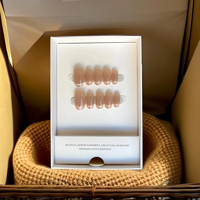 【裸粉微笑】高品质猫眼穿戴甲轻奢高级感短椭圆粉色温柔简约美甲贴