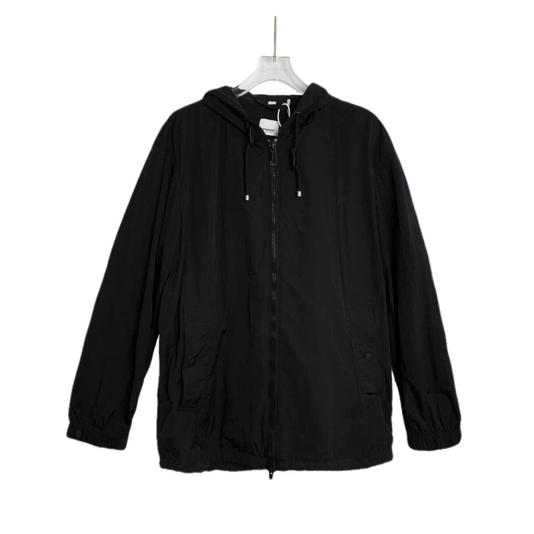 99新 BURBERRY/博柏利 01479连帽男装秋冬长袖夹克外套黑色54码