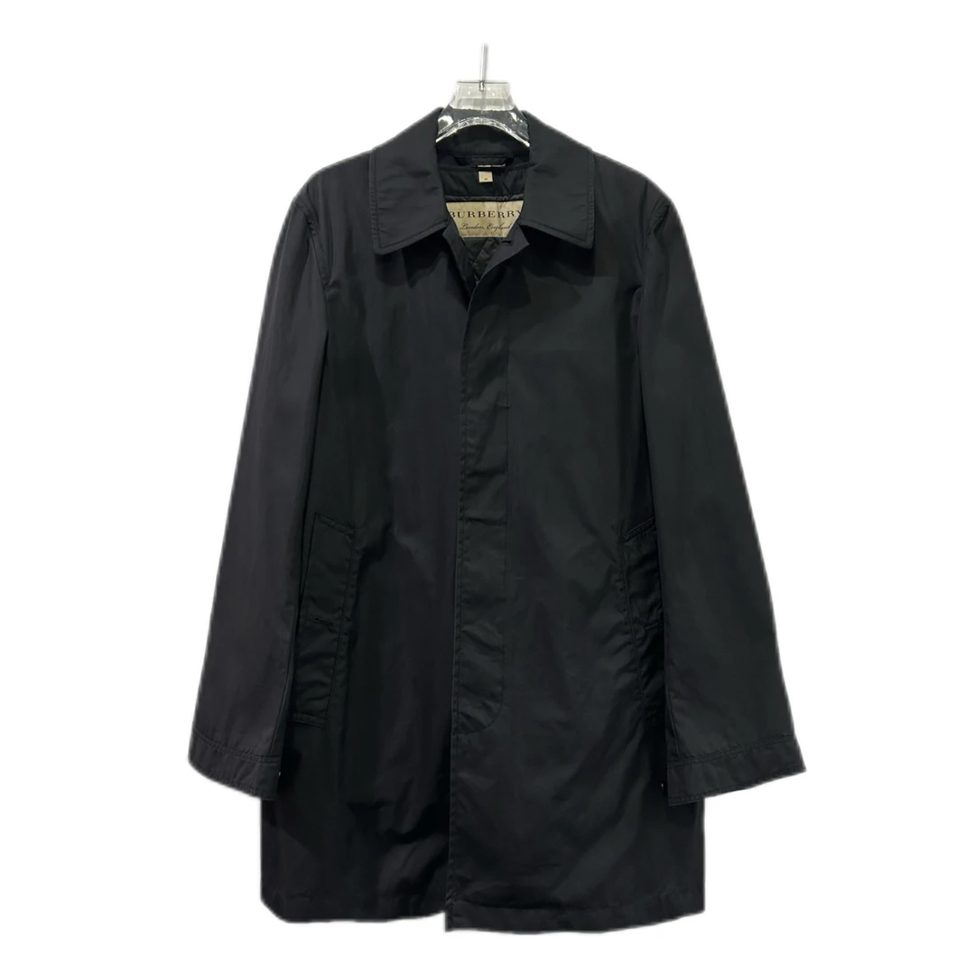 99新 BURBERRY/博柏利 01012加厚夹棉层可拆卸黑色风衣46码
