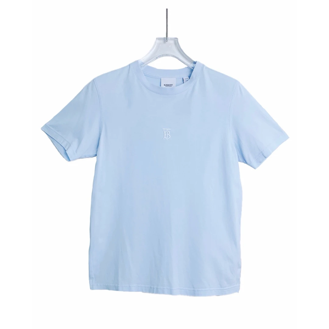 99新 BURBERRY/博柏利 00755 Burberrylogo刺绣女式蓝色短袖 XS码
