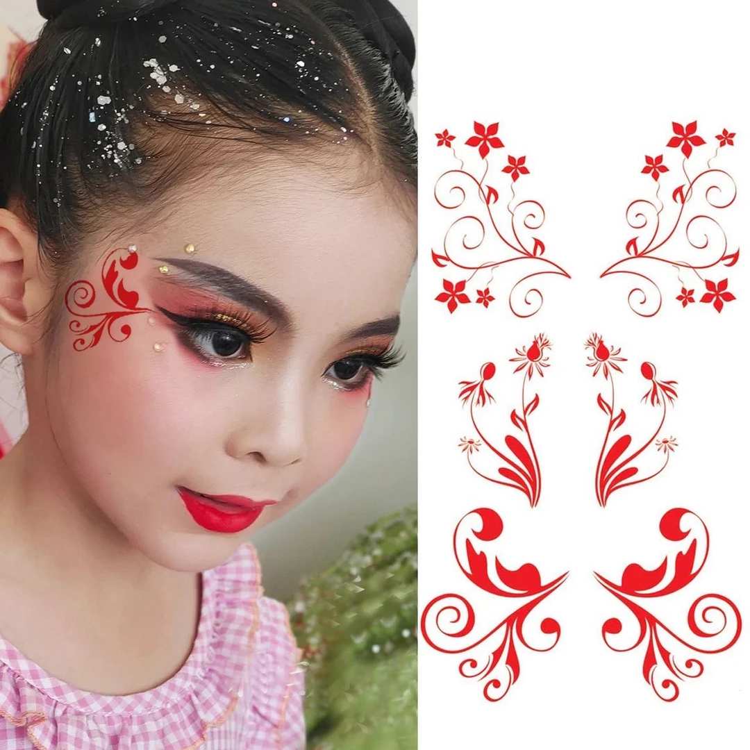 古风古装儿童眼角脸部化妆眉心贴防水表演舞台汉服比赛节日演出