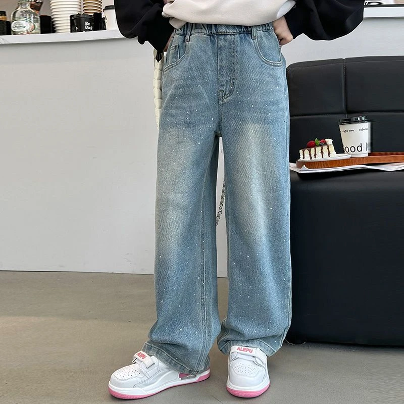 女童牛仔裤春装2024新款韩版网红时髦长裤中大童春秋儿童炸街裤子