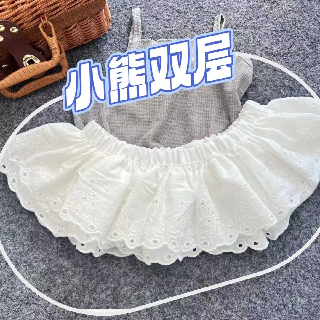 夏季新款可爱小熊短裙中小女童时尚百搭公主春秋款洋气叠穿超短裙