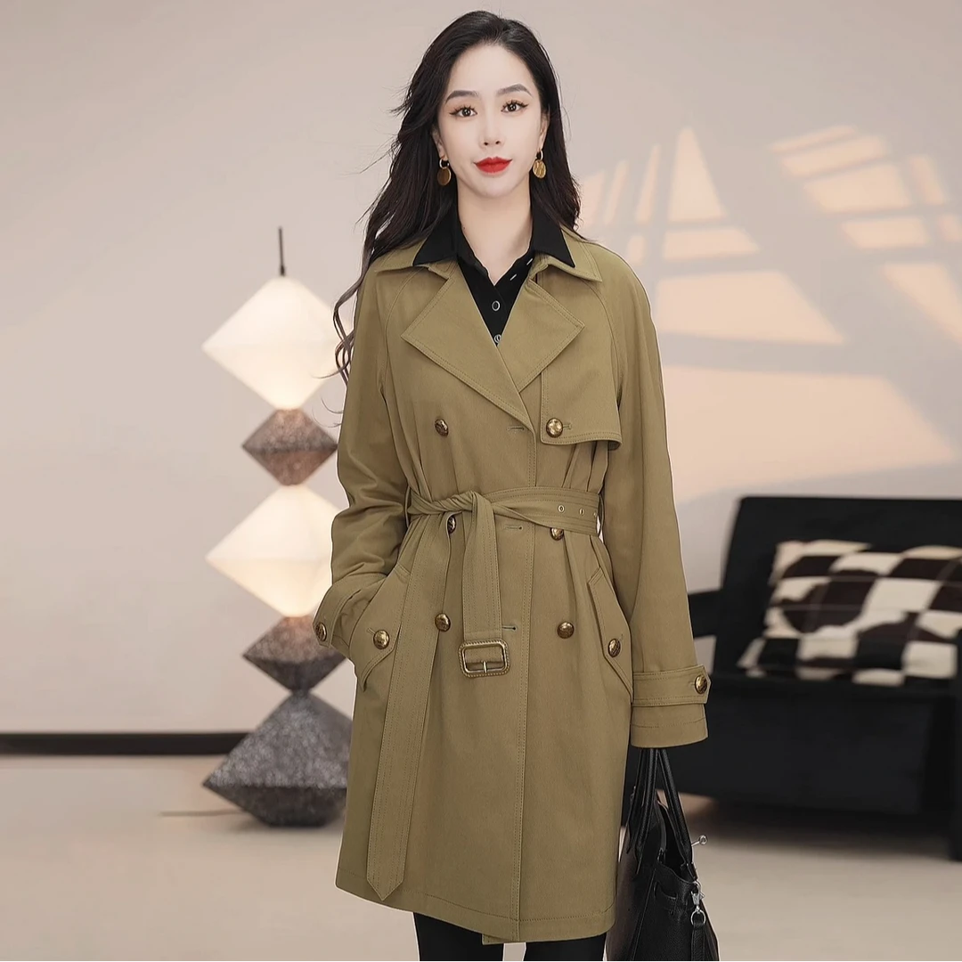 哥弟新款品质女装专柜正品双排扣腰带风衣外套 1400666