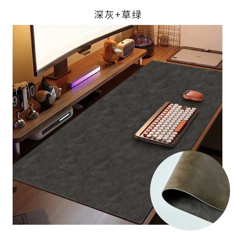 复古双面仿牛皮皮革桌垫茶几垫学生宿舍防水免洗书大号鼠标垫