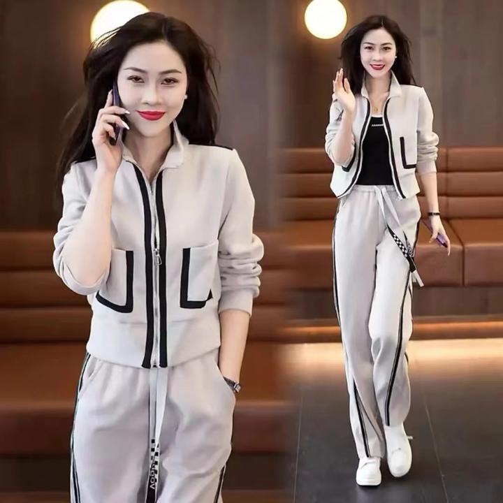 秋季口袋套装2024年新款气质显瘦时尚洋气休闲减龄百搭运动套装