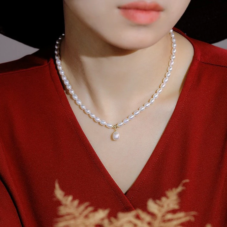 天然珍珠项链  水滴项链 点位6-7m送证书