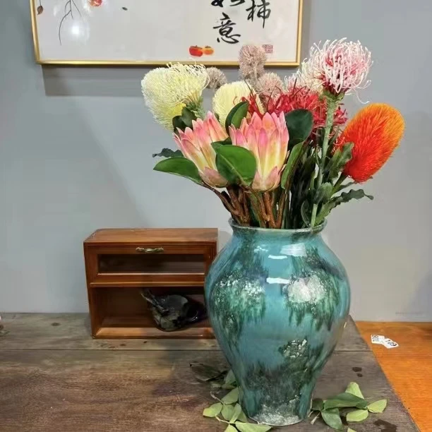 景德镇新中式现代简约古典中式复古艺术陶瓷花瓶餐桌摆件插花百搭