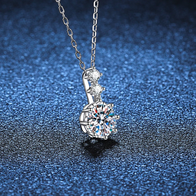 坠链均925银合成锆石 时尚百搭经典六爪镶嵌莫桑气质轻奢女锁骨链