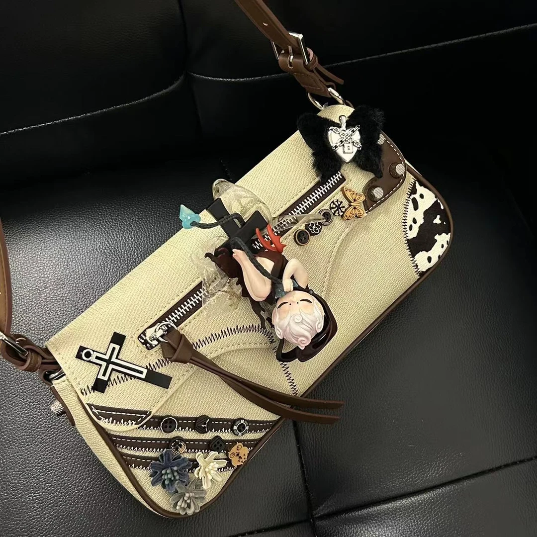 原创手工设计潮玩娃包 轻奢小众设计帆布单肩法棍包