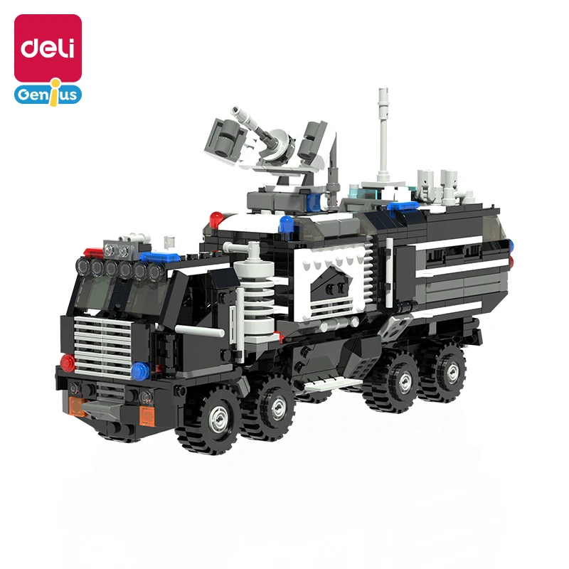 孤品得力YP117合体积木特警指挥车(盒)