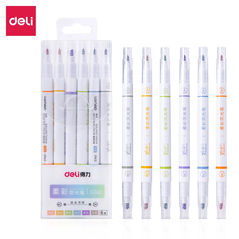 大步得力S740柔彩荧光笔(盒)