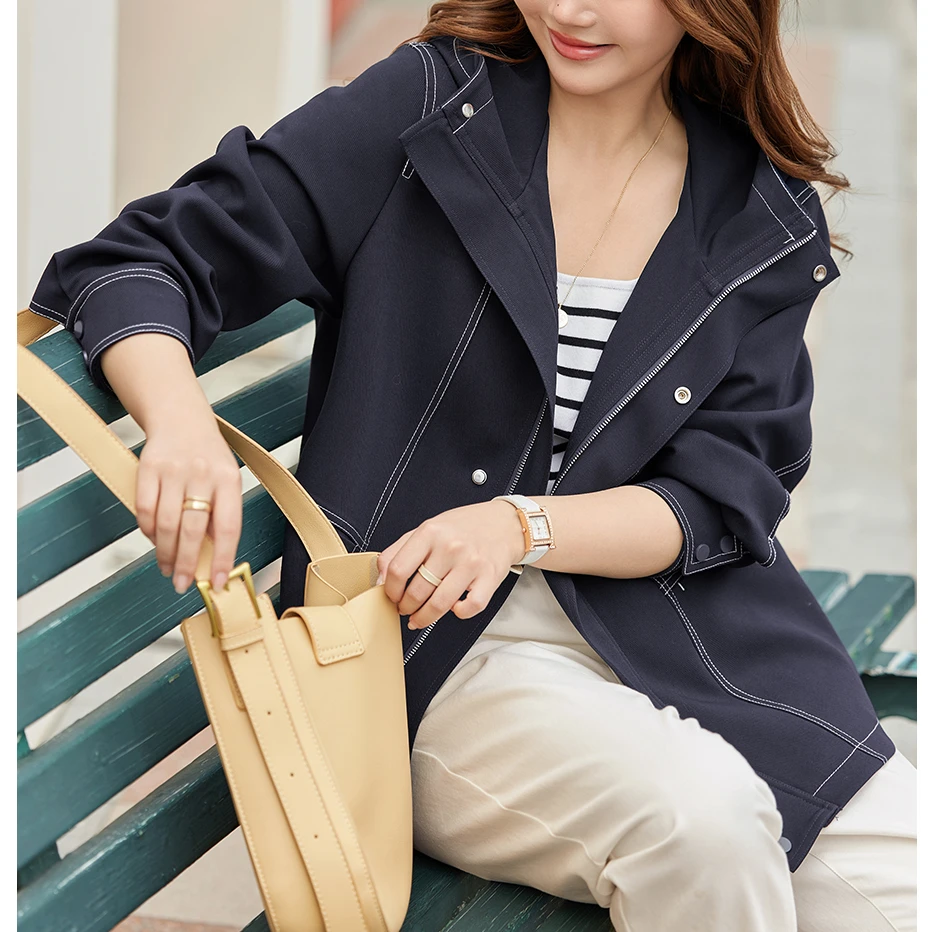 【工仿牛仔夹克】MsShe大码女新款春连帽宽松外套A~M2401011