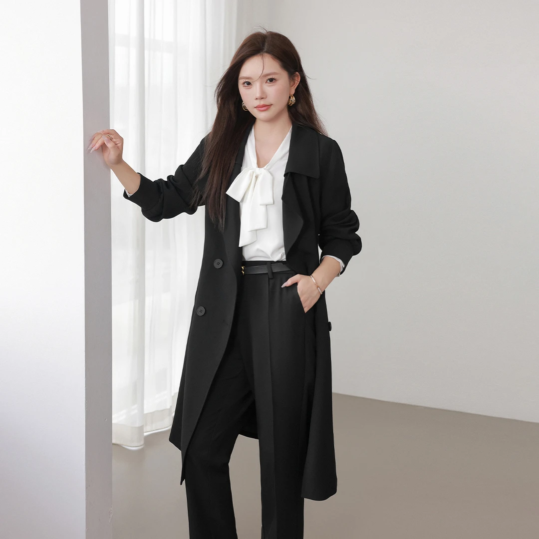 【轻职场长款风衣】MsShe大码女显瘦气质高端外套A~M2401137